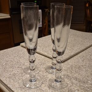 Pottery Barn “Asli” Fluted - Champagne Glasses - Beaded Stem - 10.5” (Set of 4 )